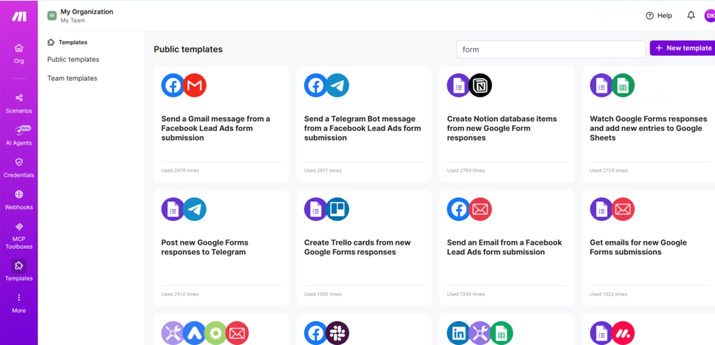 Make.com template library — finding the right automation for your small business